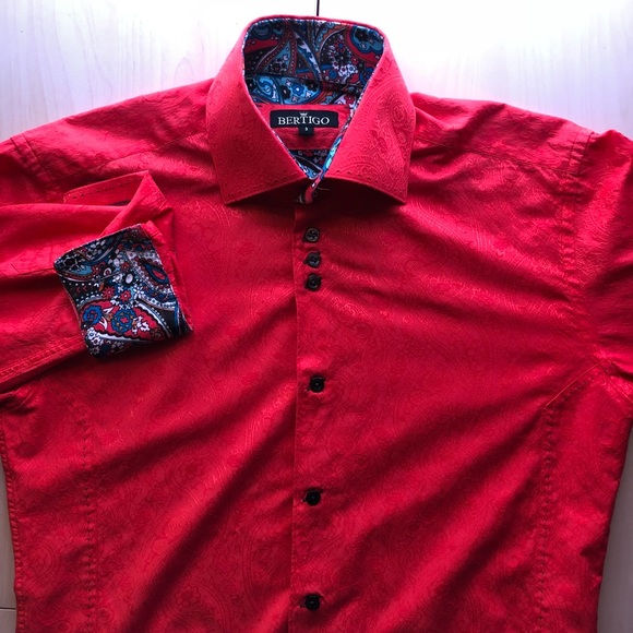 Designer Coral Button down long sleeve shirt - Picture 4 of 6